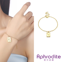 【Aphrodite 愛芙晶鑽】撲克牌手鍊 吊墜手鍊/復古個性時尚撲克牌吊墜造型手鍊(黃金色)