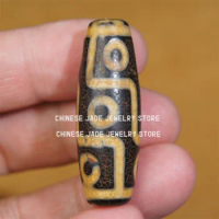 Himalayan Tibetan DZI Beads Old Agate 9 Eye Totem Amulet Pendant GZI 39×14mm