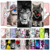Fashion Funny Painted Flip Cover For Samsung Galaxy S21 FE S 21 Plus S30 Ultra S21Plus S21FE Card Slot Wallet Leather Phone Case
