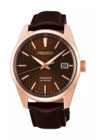 Seiko 精工 Presage 鋒利邊緣系列棕色錶盤深棕色皮革錶帶自動手錶 SPB170J1