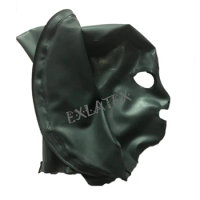 Latex Hood Deadpool mask Double Latex Mask Oyster Hood in Black-Red with Zipper Bondage Hood Latex Mask Fetish