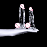 Transparent Realistic Dildo Powerful Suction Cup Realistic Penis Flexible G-spot Dildo With Curved Shaft Ball Sex Toys For Women