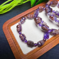 1 Pc Fengbaowu Natural Amethyst Purple Phantom Quartz Rutilated Super 7 Auralite 23 Pixiu Bracelet Fashion Crystal Jewelry Gift