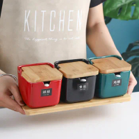 Japanese Ceramic Seasoning Jar Home Flap Spice Salt Boxkitchen Utensils Oil Pot Peppercorn Sugar Jar Storage Box Food Container