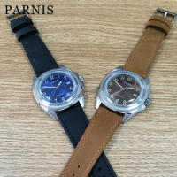 2024 New Arrival Parnis 41mm Blue Dial Leather Strap Seiko NH35A Automatic Mechanical Men Watch Men's Waterproof Watches Clock