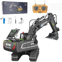 MJ Excavator Remote Control YIGONG 11CH 2.4GHZ RC Ekskavator Mainan Beko Bucket Alloy RC Road Roller