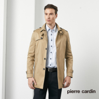 Pierre Cardin皮爾卡登 男款 都會休閒修身版翻領風衣外套-卡其色(5205781-84)