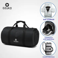 OZUKO Travel Bag Multifunction Large Capacity Men Waterproof Duffle Bag for Trip Suit Storage Hand Luggage Bags with Shoe Pouch