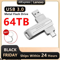 Lenovo USB Flash Drive หน่วยความจำ64TB 2TB 4TB 1TB OTG Type C Pendrive 16TB ที่เก็บข้อมูลมือถือ USB ความทรงจำไอเดียของขวัญส่วนบุคคล