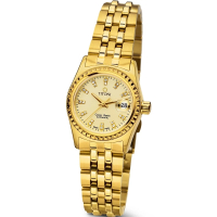 【TITONI 梅花錶】官方授權T1 女 宇宙系列 不鏽鋼機械腕錶-香檳色-錶徑20mm-贈高檔6入收藏盒(728 G-306)