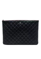 Chanel 二手 Chanel 大號絎縫小羊皮 O Case 手拿包