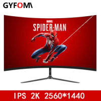 GYFOMA 27 inch Curved Monitors Gamer 75hz LCD Monitor PC 1440p HD Gaming monitors for Desktop HDMI compatible Monitor 2k display