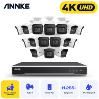 ANNKE 8MP H.265+ 16CH PoE Network Video Security System 16Pcs 2.8mm Lens IP67 Outdoor POE IP Cameras Plug &amp; Play PoE Camera Kit
