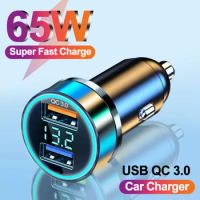65W Fast Charging USB Car Charger QC 3.0 Car Cigarette Lighter Conversion Charger For iPhone Samsung Huawei Xiaomi Accessories