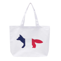 【Maison Kitsune】經典小狐狸 法國國旗 白色 托特包 帆布袋(AU05101WW0007P101)