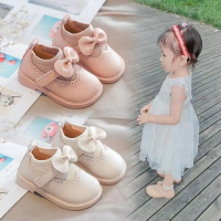 寶寶鞋子春秋季嬰兒學步鞋軟底小童洋氣小皮鞋女童公主蝴蝶結單鞋