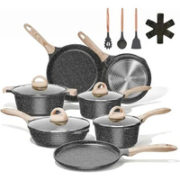 21 Pcs W/Frying Pan Non-stick Pan Kit for Kitchen Battery Pots and Pans Set Saucepan PFOA Free Cast Iron Cookware Wok Cooking A