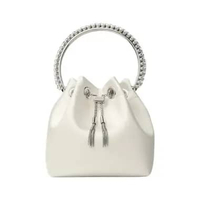 Jimmy Choo Bon Bon Satin with Crystal Handle Bag Ivory White