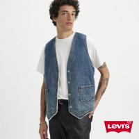 【LEVIS 官方旗艦】男款 牛仔Sherpa鋪毛背心 / 雙面穿 / 精工淺藍水洗 熱賣單品 A1979-0001