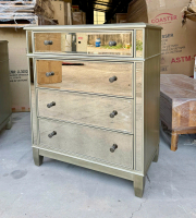 Tủ 4 ngăn kéo ốp gương kính cao cấp - hiện đại gỗ tràm & ván gỗ Plywood