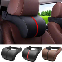 Car neck support headrest cushion PULeather Auto Neck Pillow Memory Foam Pillow Neck Rest Car Seat Pillow Cushion Relieve Stress