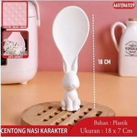 Centong Nasi Lubang Saringan Mie Model Kelinci Bahan Plastik Set Spatula Mini CENTONG NASI PUTIH