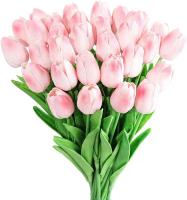 20pcs White Tulips Artificial Flowers Silk Tulips Flowers Fake Tulips Flowers Mothers Day Easter Val