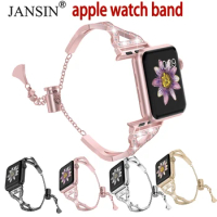 Metal Strap for Apple Watch Bnad 41mm 45mm 40mm 44mm 38/42mm Woman Diamond Stainless Steel Link Bracelet for iWatch 9 7 6 SE 5 4