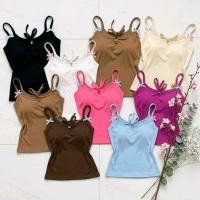 Áo hai dây nữ đính nơ caro Croptop nữ áo ba lỗ siêu tôn dáng sang xịn mịn