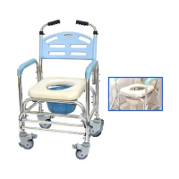 【海夫健康生活館】恆伸 鋁合金 防滑扶手 四輪煞車 洗澡椅 便盆椅馬桶椅(ER-43012)