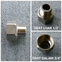 Nipple Sock Drat Luar 1/2" Drat Dalam 3/4" Inch Sambungan Sok Pipa Besi