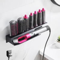 Wall Mount Holder for Dyson Airwrap Styler Hair Curling Iron Wand Barrels and Brushes Storage Stand Rack with Cord Organizer Hoo