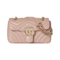 Gucci GG Marmont Small Shoulder Bag Pink Beige Ghw Nude