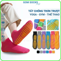 Tất chống trơn trượt nam nữ GOM SOCKS, vớ tập pilates yoga, thiết kế đế silicon bám dính an toàn - J