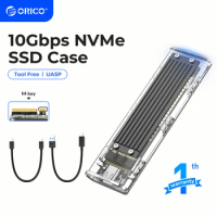 ORICO M.2 SSD Case for NVME PCIE NGFF SATA M/B Key SSD Disk NVME SSD Enclosure M.2 to USB C Transparent Hard Drive Box 10Gbps