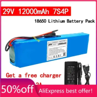 29V 12Ah 18650 lithium ion battery pack 7S4P 24V Electric bicycle motor/scooter rechargeable battery with 15A BMS +29.4V Charger
