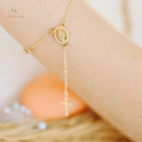 Grateful - Gelang Rosario Silver & Gold / CROSS BRACELET ROSARY (STAINLESS STEEL) + FREE POUCH