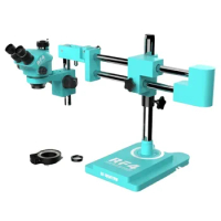 RF7050TVW 7-50X 360-degree Swiveling Double Boom Trinocular Microscope With Adjustable 10x/22mm Eyep