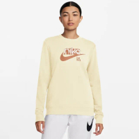 【NIKE 耐吉】上衣 女款 長袖上衣 大學T 運動 AS W NSW CLUB FLC FT GX CREW 黃 FN3629-113