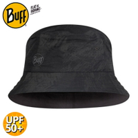 【BUFF 西班牙 可收納漁夫帽《黑色墨花》】122590/防曬帽/休閒帽/遮陽帽/中盤帽