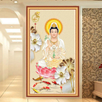 DIY Diamond Painting Full Guan Yin Kwan yim teratai ikan 50x80cm D204