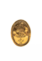 Chanel 二手香奈兒CC鍍金皇冠橢圓胸針