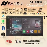 SANSUI Classic Series 7” inch NFC 4/64 GB Android Head Unit Double Din Tape Mobil + Kamera Mundur