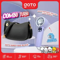 [Goto Paket Bundling 2 In 1] Mini Fan Portable Kipas Angin Baterai Charger USB + Sling Bag Korean St