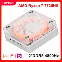 TOPTON Mini PC AMD Ryzen 7 7840HS Windows 11(8C/16T, up to 4.4Ghz) Mini Desktop Computer Type-C/HDMI/DP Output 4*USB2.0 WiFi6 BT