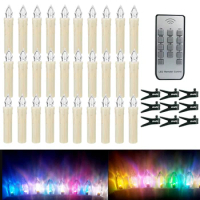 10PCS RGB Warm White led Easter Window Candles DIY Clip On Christmas Tree Lighting Decors Remote Party Taper Candles Chandeliers