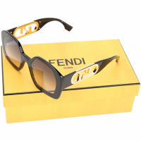 FENDI O’Lock 多邊型灰漸層鏡片黑框太陽眼鏡(亞洲版型)