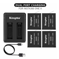 KingMa Insta 360 Battery USB Dual Port Charger+Micro Input Charging Cable+4 Pack Battery Charging Kits For Insta360 One X Camera