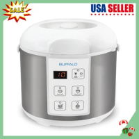 Buffalo Classic Rice Cooker with Clad Stainless Steel Inner Pot (10 cups) - Electric Rice Cooker for White/Brown Rice, Grain