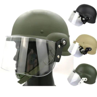 Anti-riot Helmet Hunting Fan Tactical Protection Self Defense Adult Transparent Protective Face Shield Wind-proof Safety Helmet